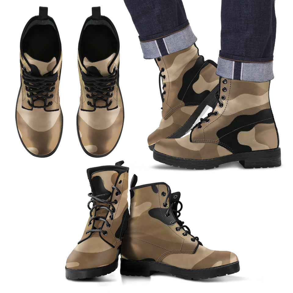 Men's Tan Camo Leather Boots