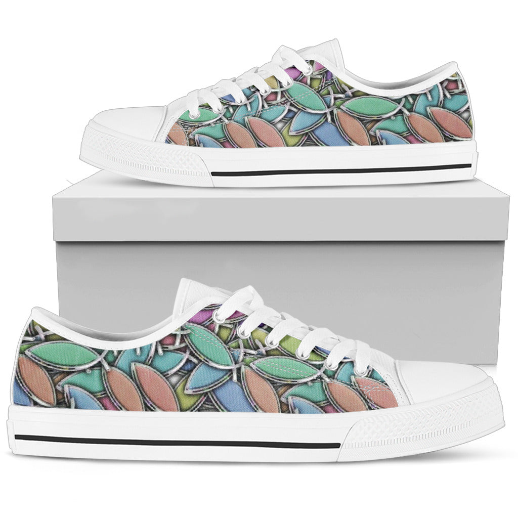 Women's Colored Fish White Toe Low Tops