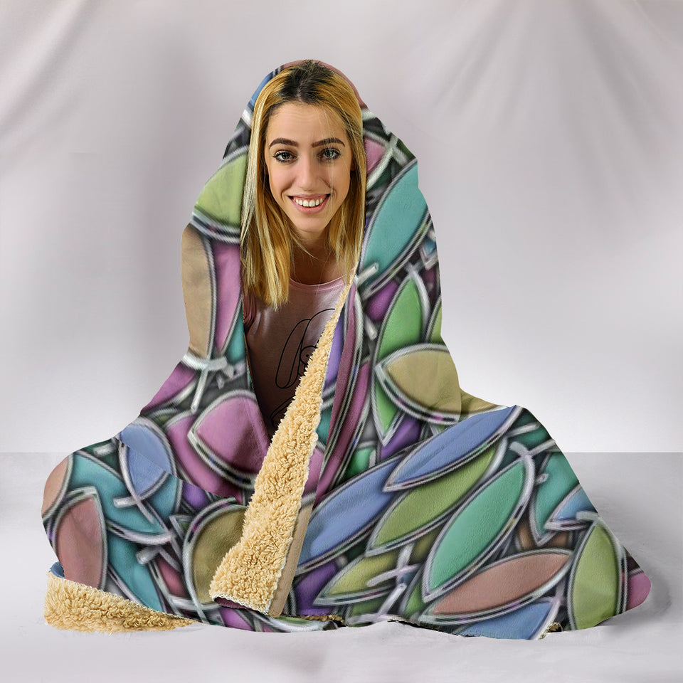 Colored Christian Fish Hooded Blanket