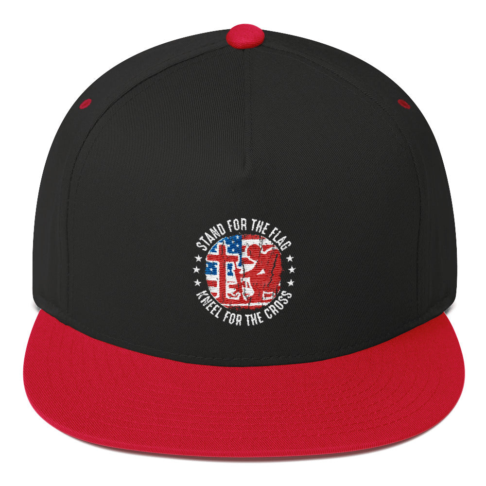 Stand For The Flag Kneel For The Cross - Flat Bill Cap