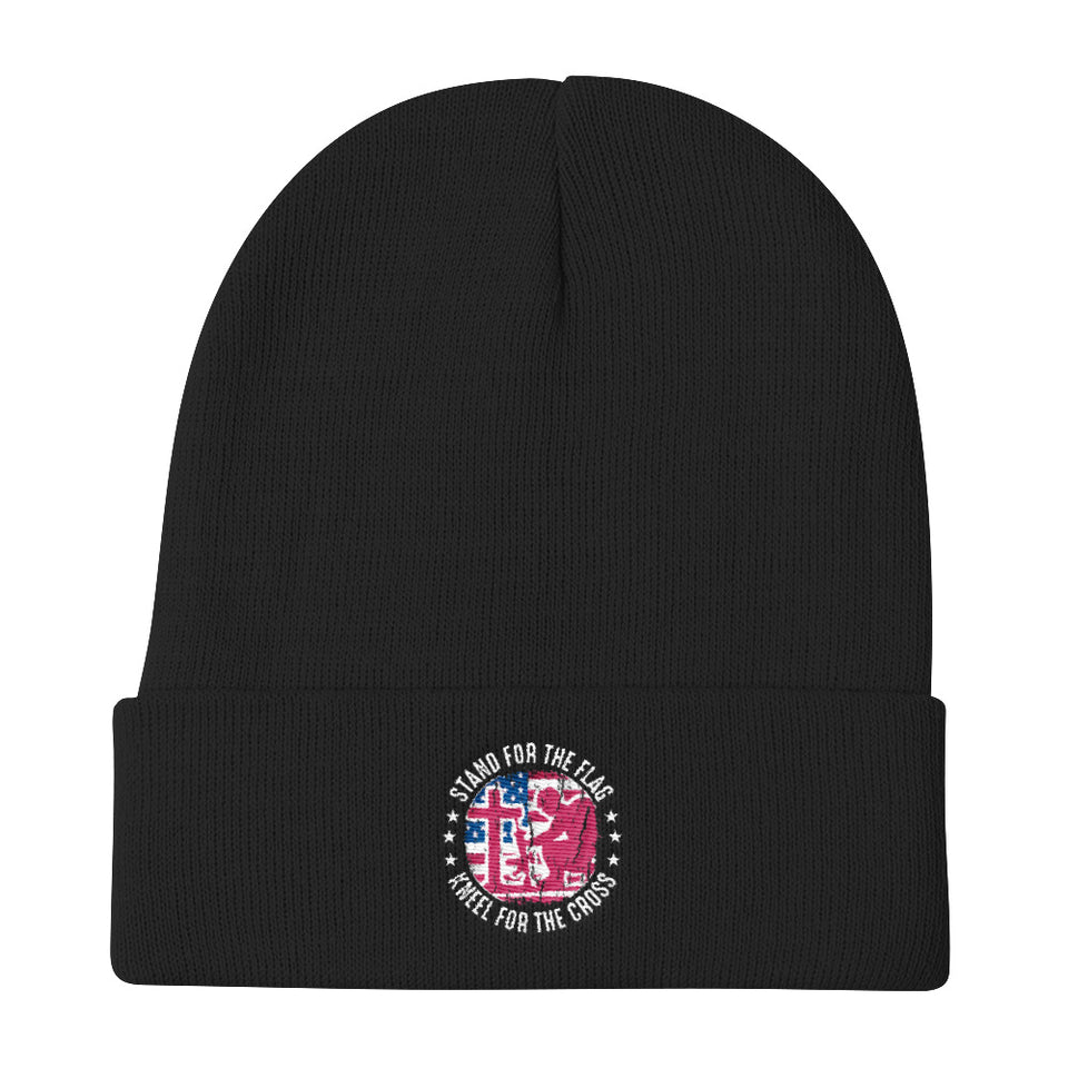 Stand For The Flag Kneel For The Cross - Knit Beanie